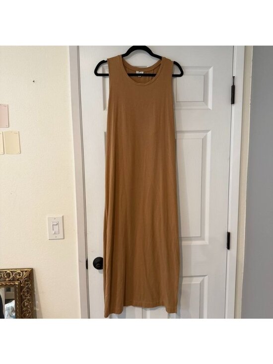 Cuyana Dresses & Skirts - Cuyana Pima Cotton Blend Tan Brown Midi Tank Dress Size Large